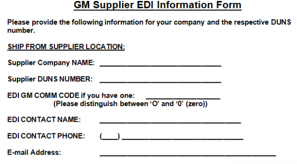 GM_EDI供应商信息表